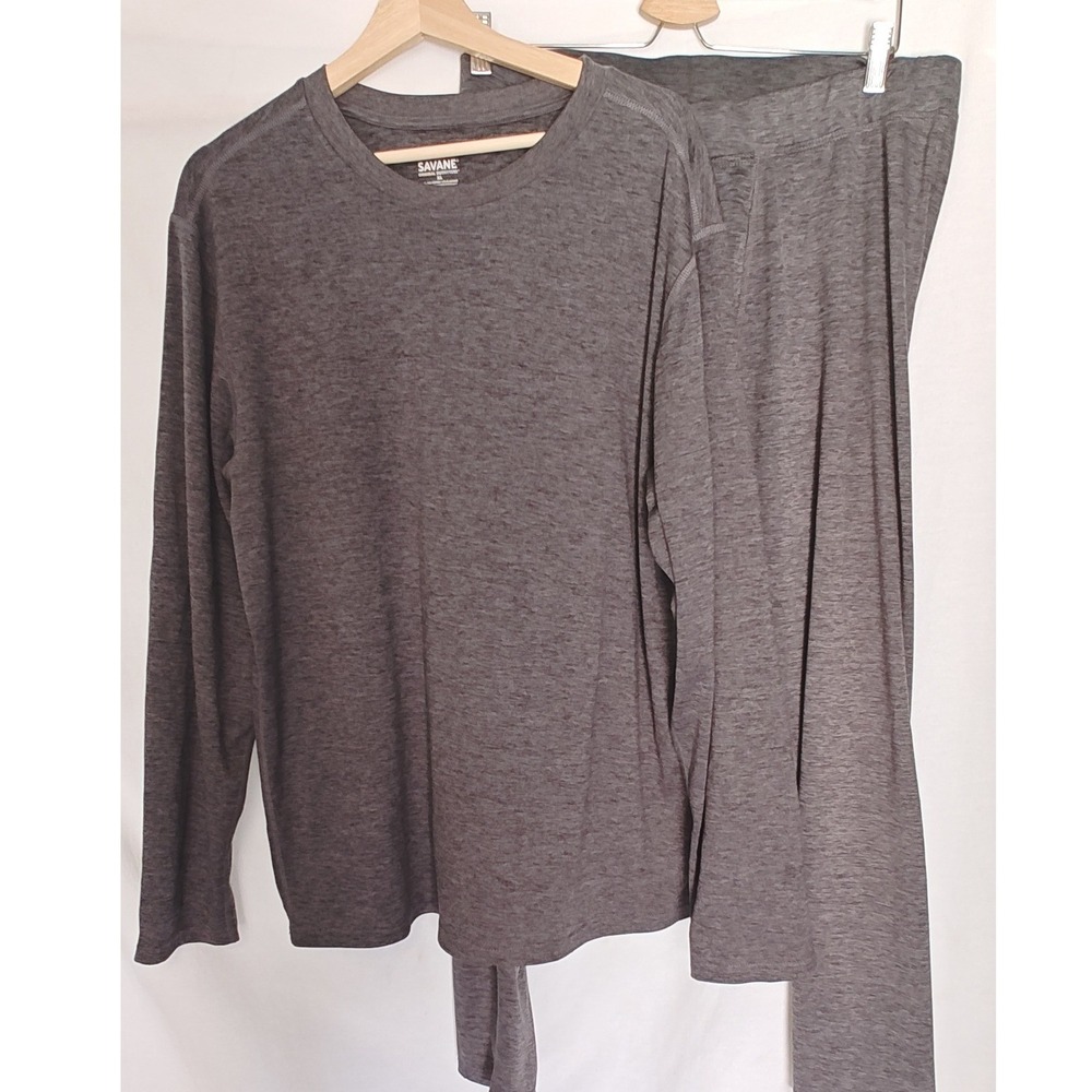 Savane Thermal Base Layer Set‎ Mens XL Gray Heather Long Sleeve Top Tights